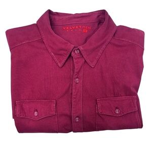 VELVET MEN BY GRAHAM & SPENCER MAROON RED SHORT SLEEVE COTTON BUTTON UP SHIRT